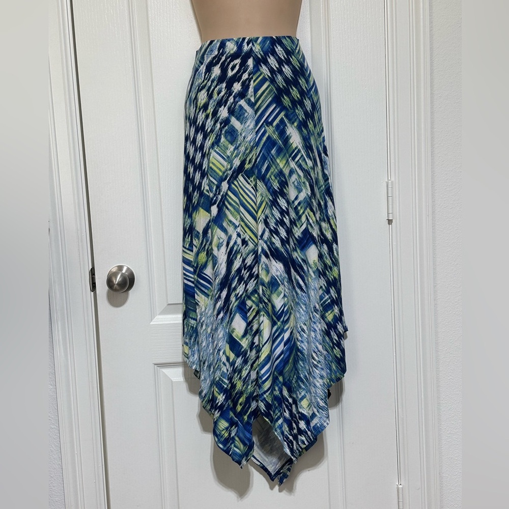 Chico's Asymmetrical Skirt in Blue and Green Size3